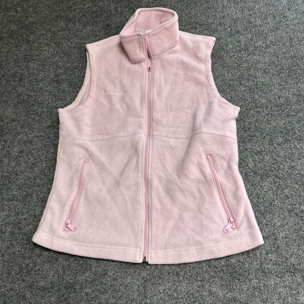 Columbia Vest Womens Size M Pink Fleece Full Zip Mock Neck Outdoor WL1470 79224